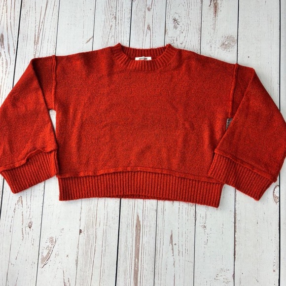 Sweaters - Double Zero Mystical Medium Burnt Orange Knit Crop Sweater Wide Sleeve DZ24E427